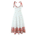 Romantic White Flowers Colorblock Mid-length Sundress