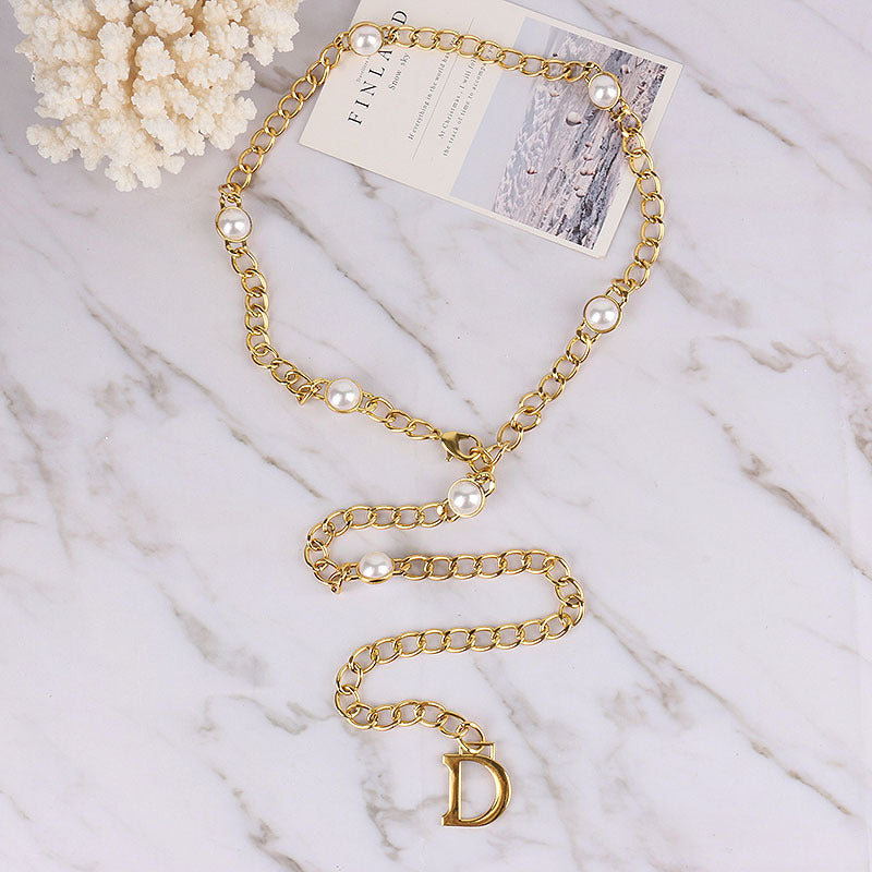 European And American Personality Fashionable Wild Light Luxury Metal Chain Letters