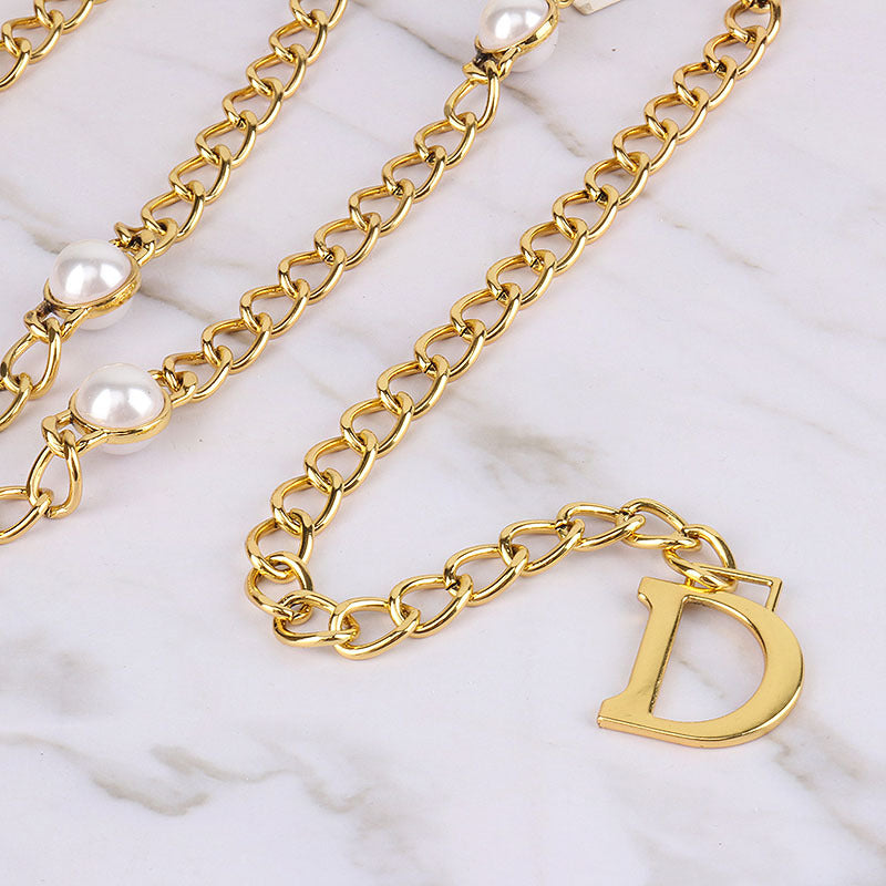 European And American Personality Fashionable Wild Light Luxury Metal Chain Letters