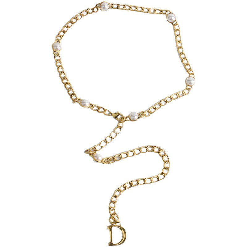 European And American Personality Fashionable Wild Light Luxury Metal Chain Letters