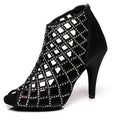 Satin Hot Rhinestone Latin Dance Shoes With High Heels