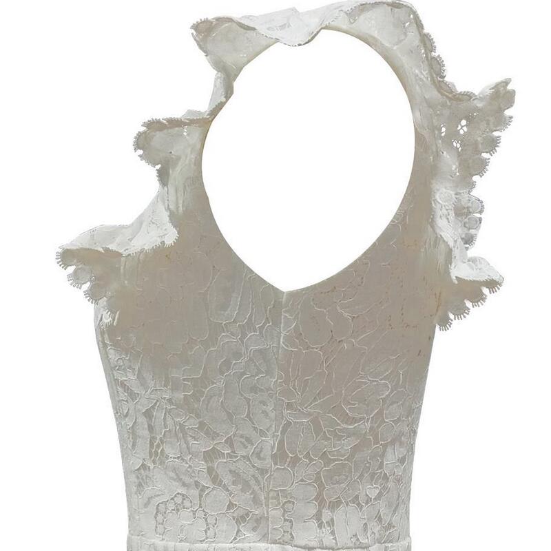 Lace White Sleeveless Ruffles Women's Summer Sundress