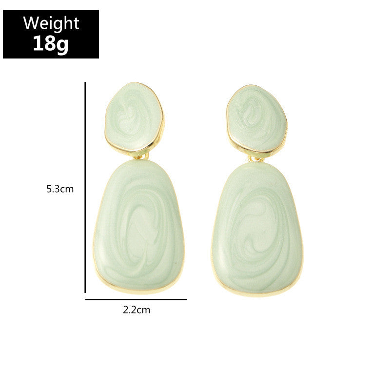 Geometric Oval Earrings Earrings Candy Color Dripping Earrings