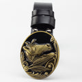 Leather horse buckle belt