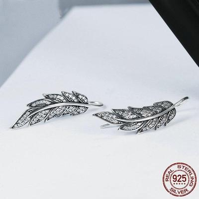 Mika - Vegan Womens Sterling Silver Feather Wings Earrings