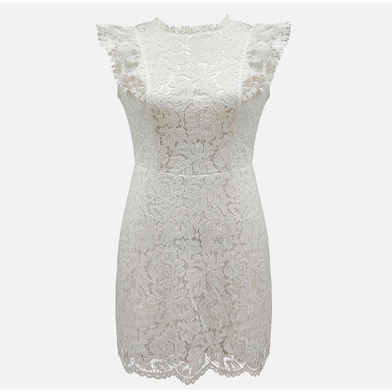 Lace White Sleeveless Ruffles Women's Summer Sundress