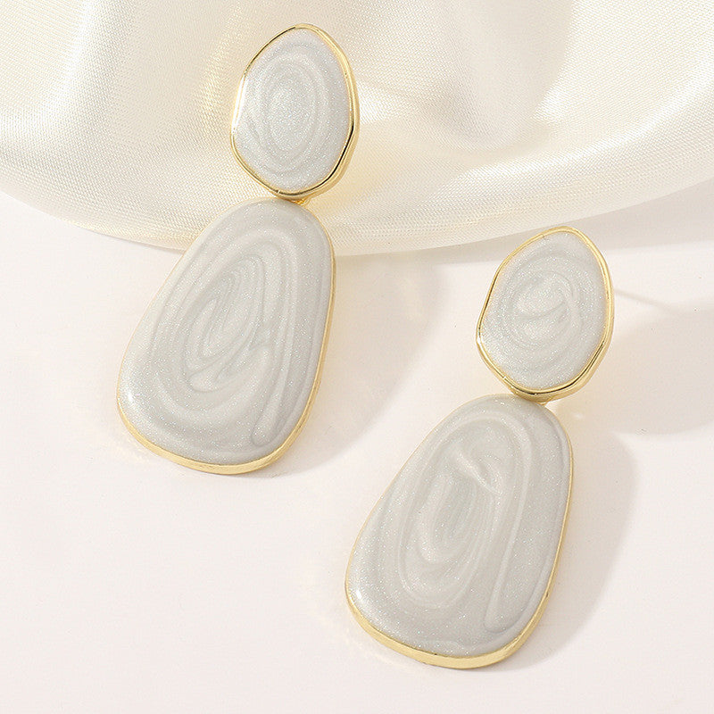 Geometric Oval Earrings Earrings Candy Color Dripping Earrings