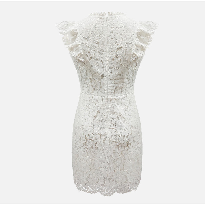Lace White Sleeveless Ruffles Women's Summer Sundress