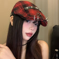 Dark Street Fashion Advance Hats Women's Neutral Plaid