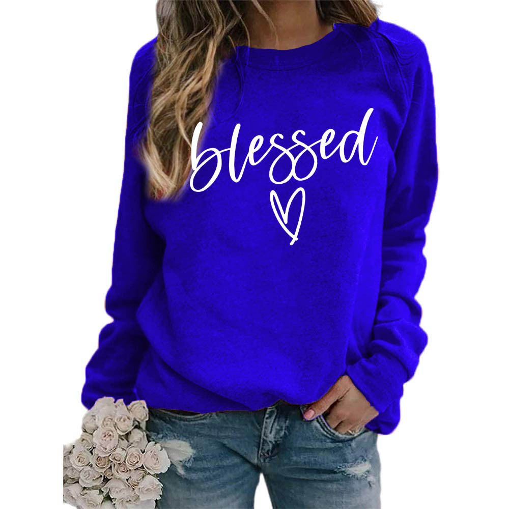 Love Print Round Neck Women's crew neck sweater Top