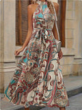 Bohemian Retro Print Dress Women