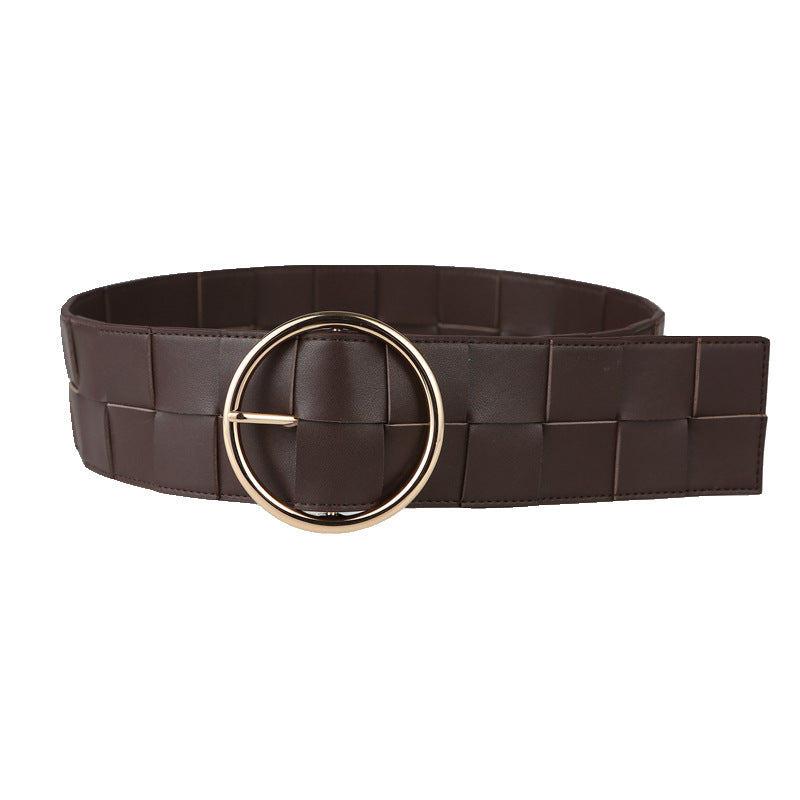 Braided Belt Wide Version Round Buckle Pin Buckle