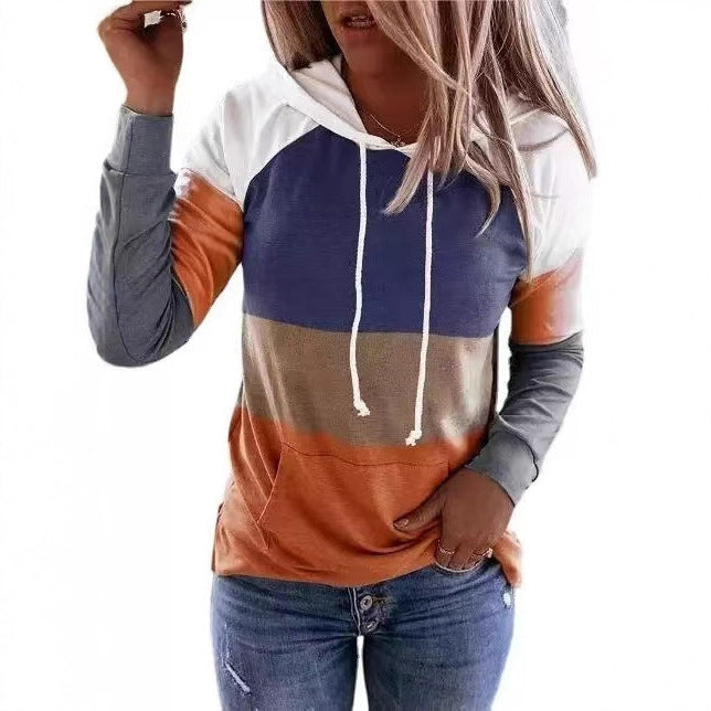 Casual Color Block Long Sleeve Sweatshirt for Women