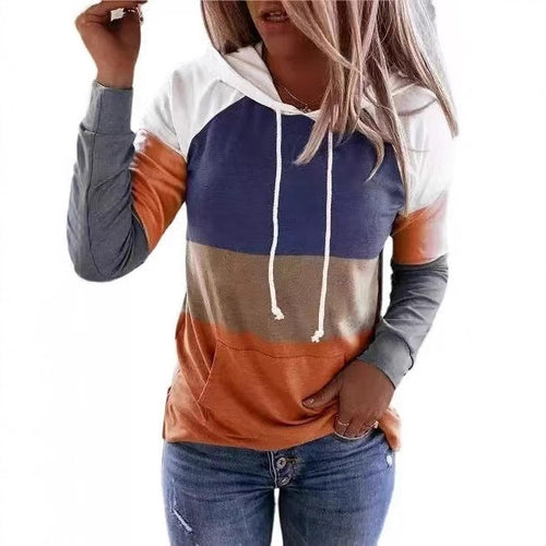 Casual Color Block Long Sleeve Sweatshirt for Women