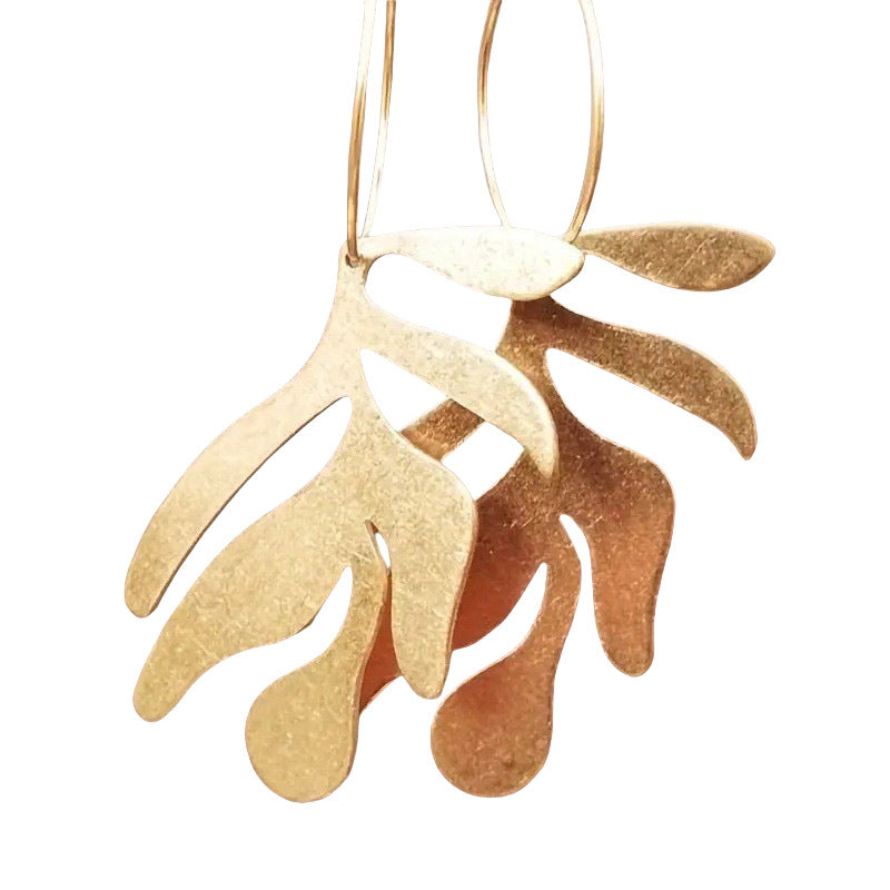 Retro Golden Leaf Womens Statement Earrings Minimalist Bohemian And Effortlessly Chic