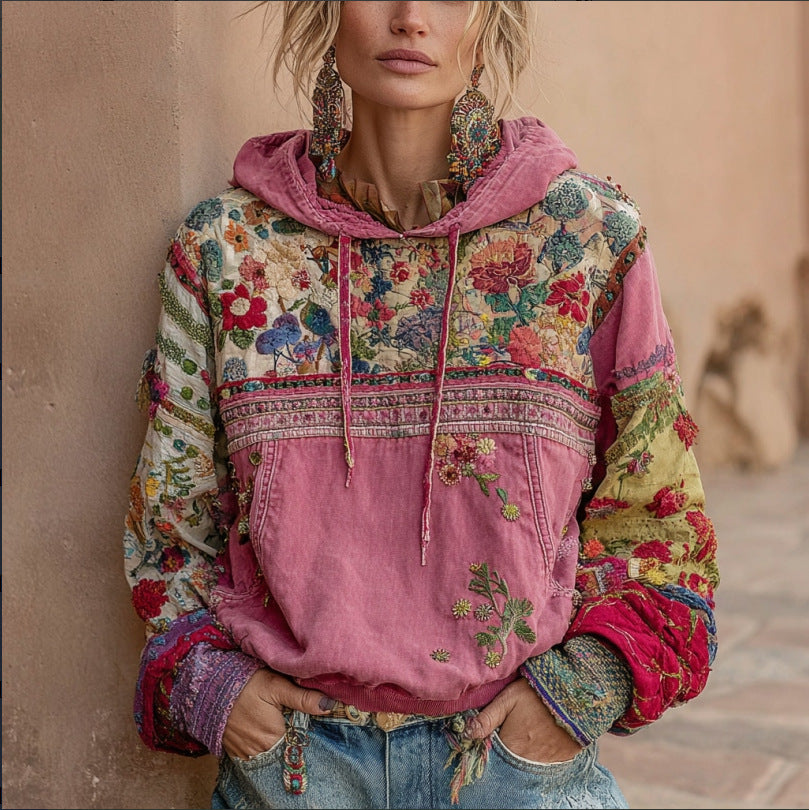 Womens Loose-Fit 3D Digital-Print Hoodie For Winter