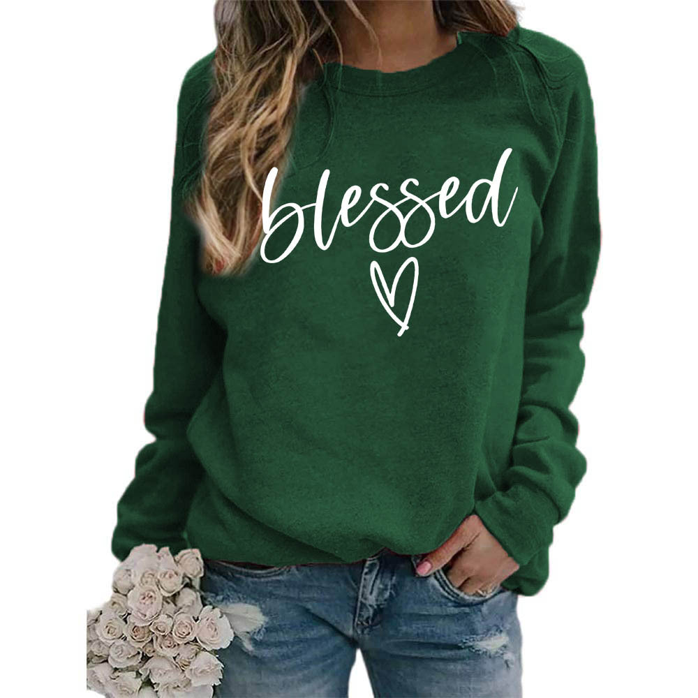 Love Print Round Neck Women's crew neck sweater Top