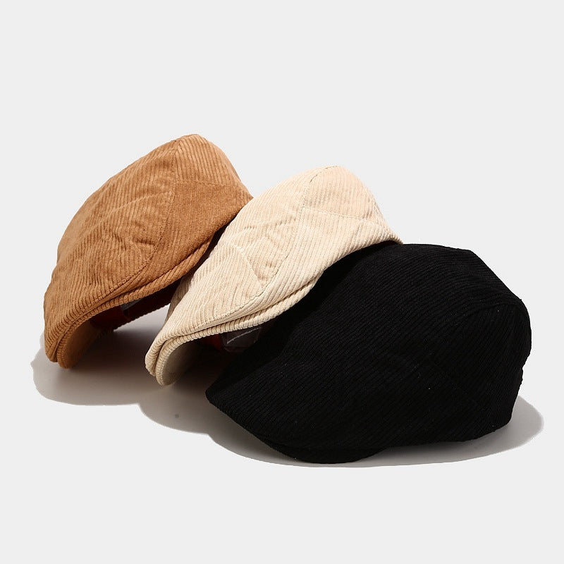 Vintage Corduroy Advance Hats Outdoor All-matching Beret Women's Japanese Style Simple Hat