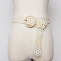 Hand openwork braided pearl belt