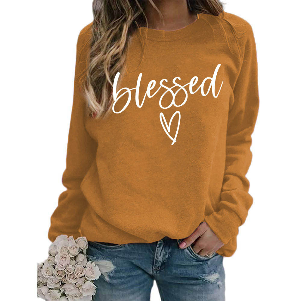 Love Print Round Neck Women's crew neck sweater Top