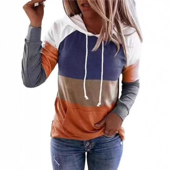 Casual Color Block Long Sleeve Sweatshirt for Women