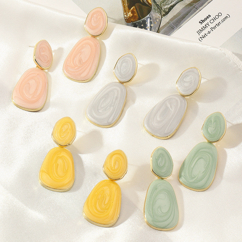Geometric Oval Earrings Earrings Candy Color Dripping Earrings