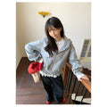 Gray Hooded Sweatshirt With Wood Ear Lace Jacket For Women
