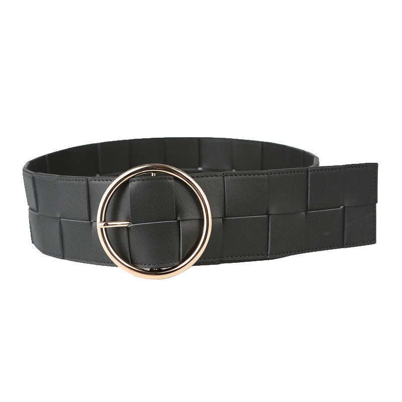 Braided Belt Wide Version Round Buckle Pin Buckle