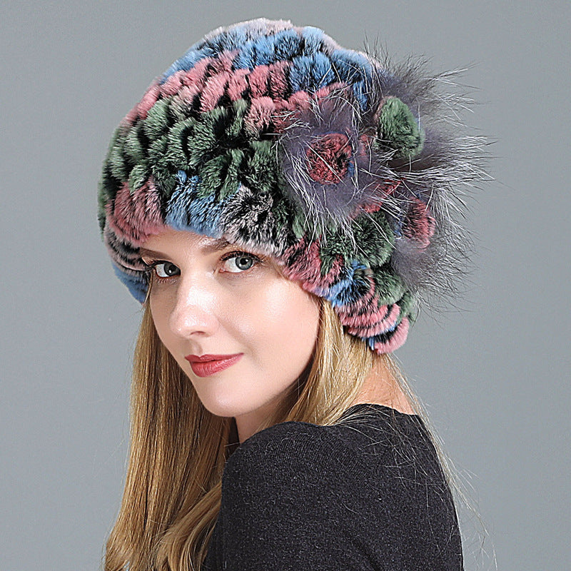 European And American Women's Fur Knitted Hats