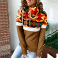 Women's Printed Patchwork Hooded Casual Sweatshirt