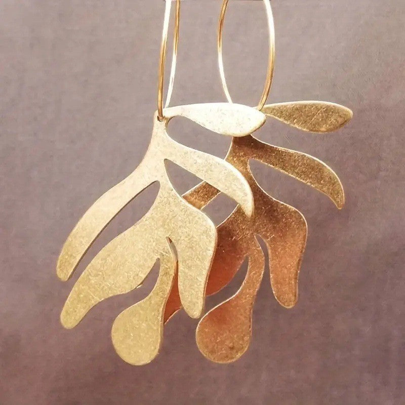 Retro Golden Leaf Womens Statement Earrings Minimalist Bohemian And Effortlessly Chic