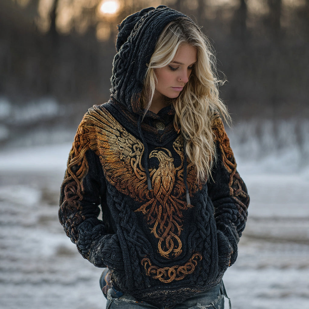 Pumpkin Lantern Lady-style Long-sleeve Thick Knit Hooded