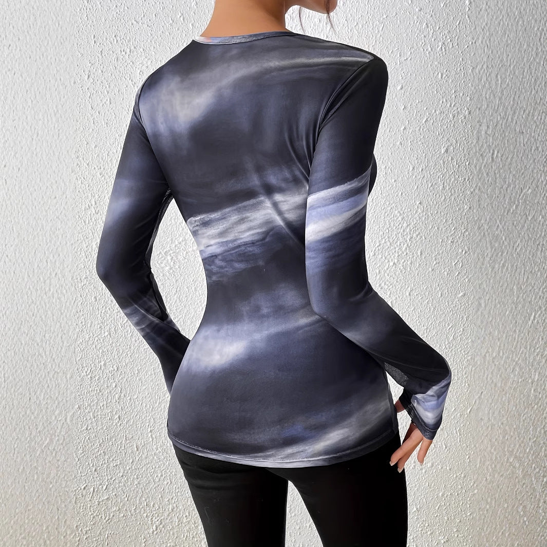 Spring And Autumn Women's Gradient Slimming Oblique Neck
