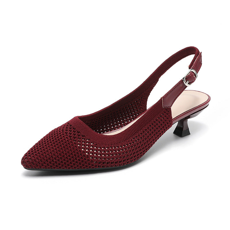 Flyknit Hollow Temperament Pointed Toe Toe High Heels Cooldown