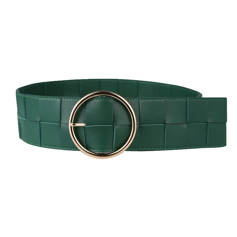 Braided Belt Wide Version Round Buckle Pin Buckle