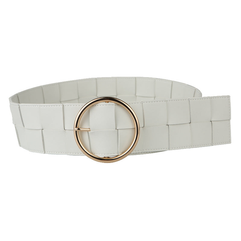 Braided Belt Wide Version Round Buckle Pin Buckle