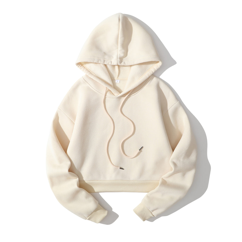 Women's Hooded Cropped High-waist Fleece Hoodie