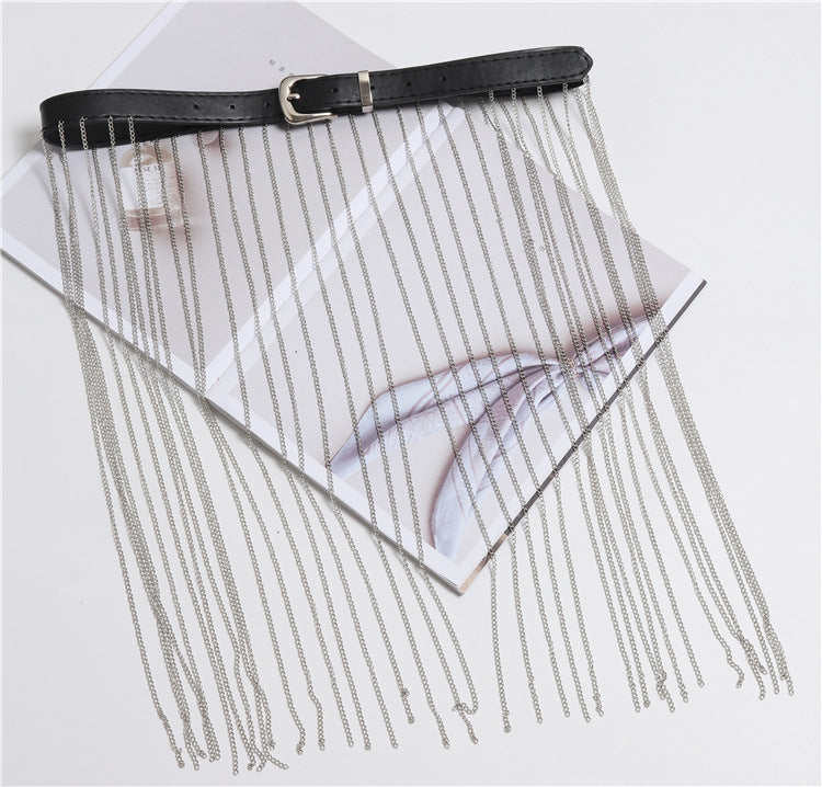 Concave Shape Versatile Long Tassel Chain Belt