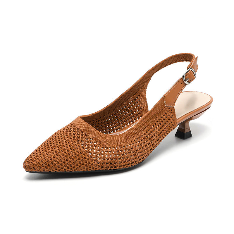 Flyknit Hollow Temperament Pointed Toe Toe High Heels Cooldown