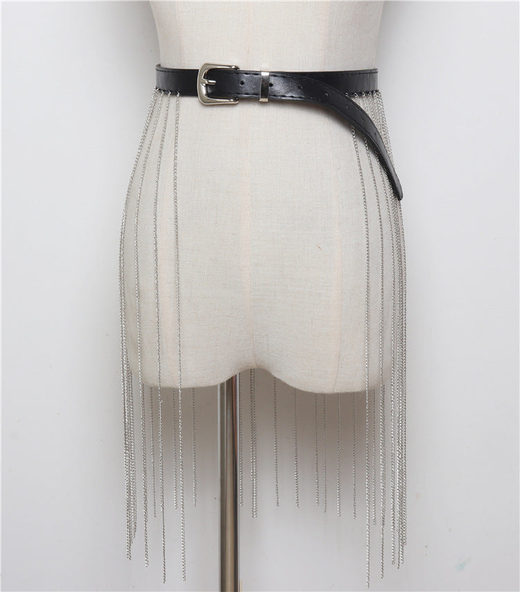 Concave Shape Versatile Long Tassel Chain Belt