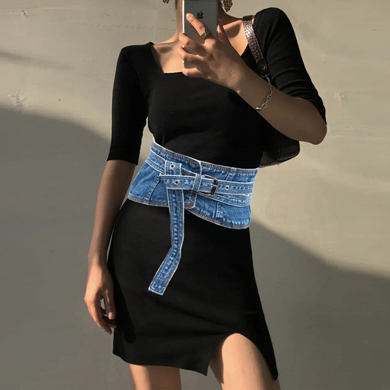 Fashion Denim Tunic Women's Decorative Shirt Coat Outerwear